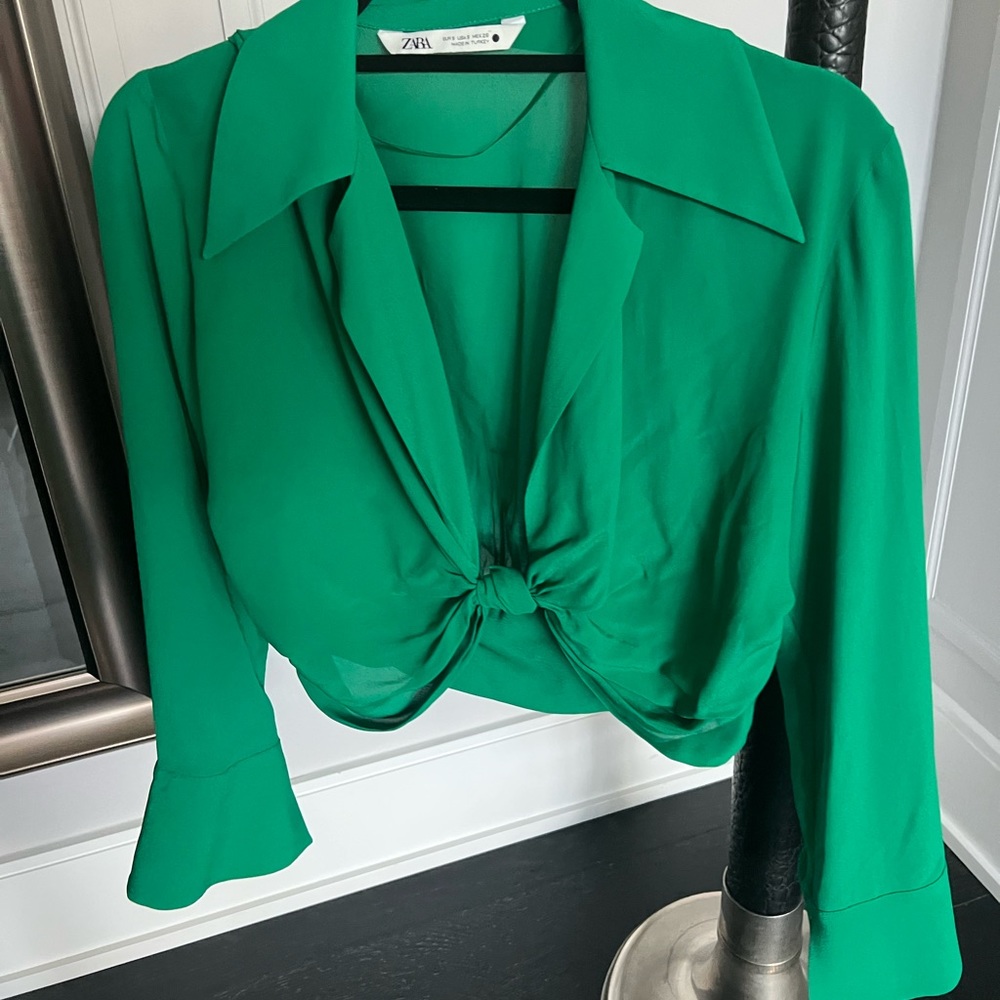 Green Zara Crop